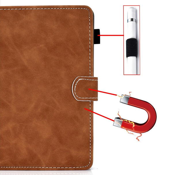 8 inch Tablet PC Universal Cowhide Texture Horizontal Flip Leatherette Case with Holder & Card Slots & Pen Slot(Brown)