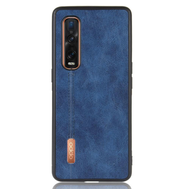 Oppo Find X2 Pro Shockproof Sewing Cow Pattern Skin PC + PU + TPU Case(Blue)