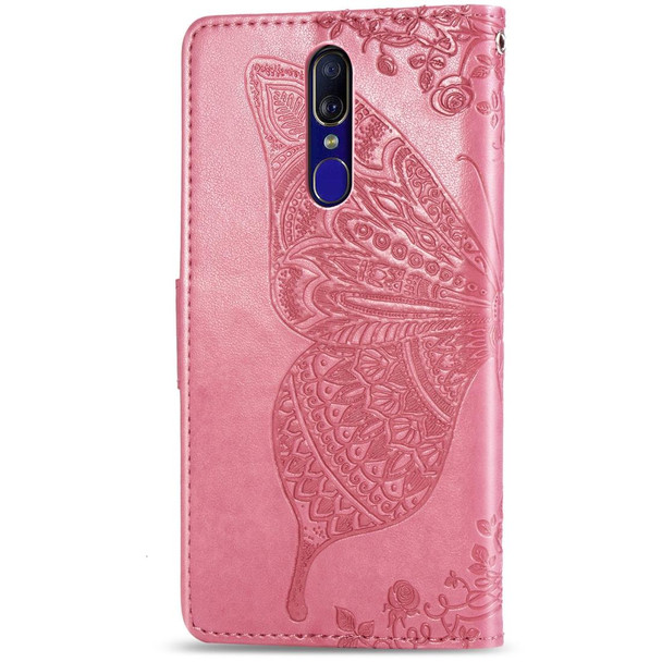 Butterfly Love Flowers Embossing Horizontal Flip Leatherette Case for OPPO F11, with Holder & Card Slots & Wallet & Lanyard(Pink)