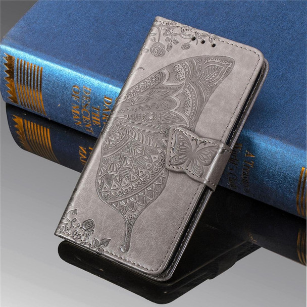 Butterfly Love Flowers Embossing Horizontal Flip Leatherette Case for OPPO Reno, with Holder & Card Slots & Wallet & Lanyard(Gray)