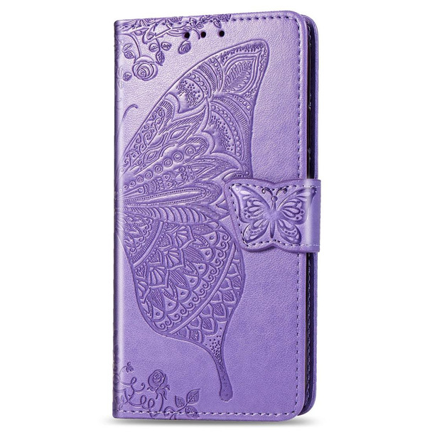 Butterfly Love Flowers Embossing Horizontal Flip Leatherette Case for OPPO Reno, with Holder & Card Slots & Wallet & Lanyard(Light Purple)