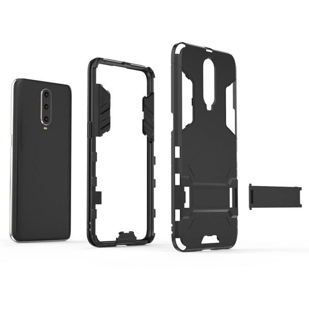 Shockproof PC + TPU  Case for OPPO R17 Pro, with Holder (Red)