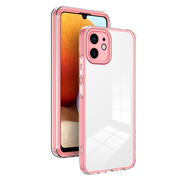 3 in 1 Clear TPU Color PC Frame Phone Case - iPhone 12(Pink)