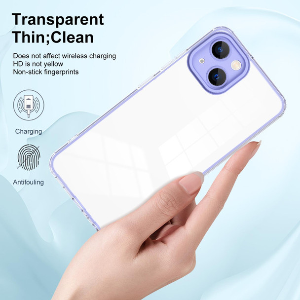 3 in 1 Clear TPU Color PC Frame Phone Case - iPhone 13(Purple)