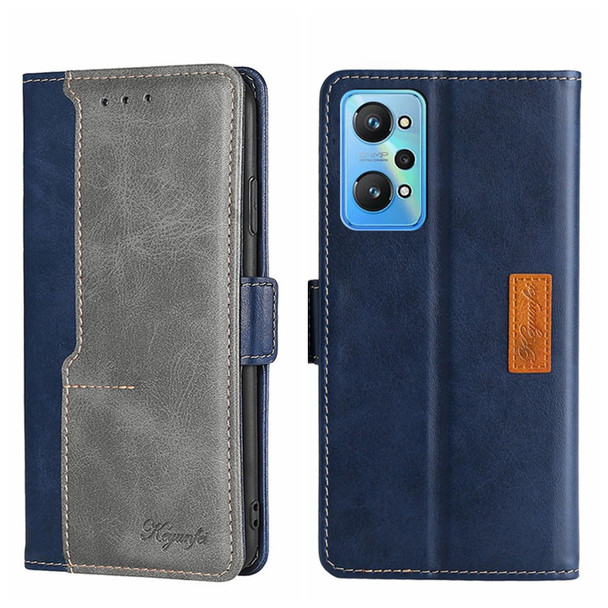 OPPO Realme GT Neo2 5G Contrast Color Side Buckle Leather Phone Case(Blue + Grey)