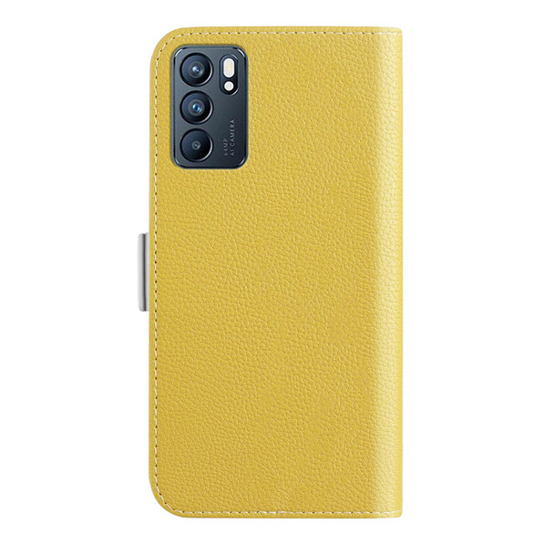 OPPO Reno6 5G Candy Color Litchi Texture Leather Phone Case(Yellow)