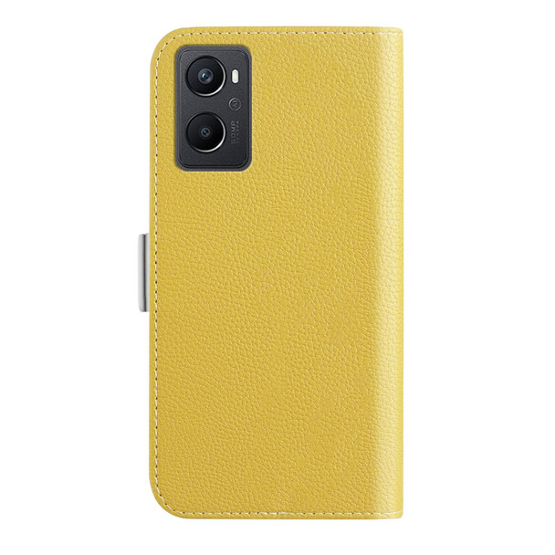 OPPO A96 Foreign Candy Color Litchi Texture Leather Phone Case(Yellow)