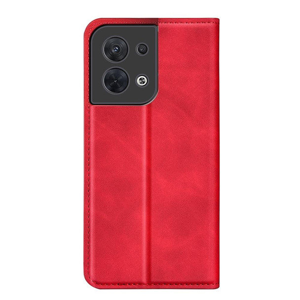 OPPO Reno8 Retro-skin Magnetic Suction Leather Phone Case(Red)