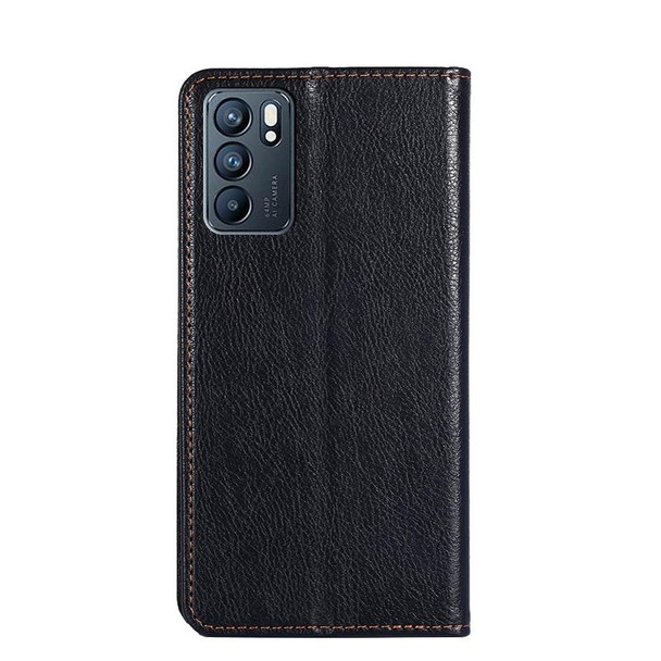 OPPO Reno6 5G Gloss Oil Solid Color Magnetic Leather Phone Case(Black)