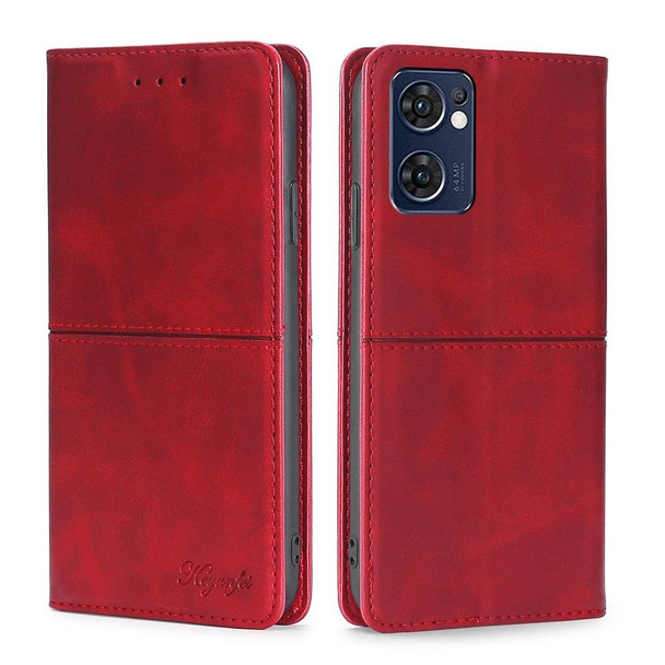 OPPO Reno7 5G Global/Find X5 Lite Cow Texture Magnetic Horizontal Flip Leather Phone Case(Red)