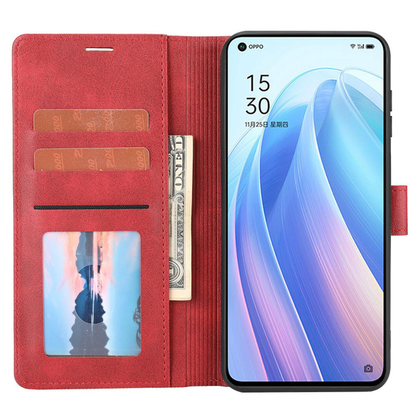 OPPO Reno7 Pro Classic Wallet Flip Leather Phone Case(Red)