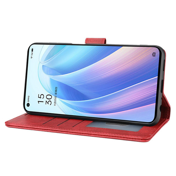 OPPO Reno7 Pro Classic Wallet Flip Leather Phone Case(Red)