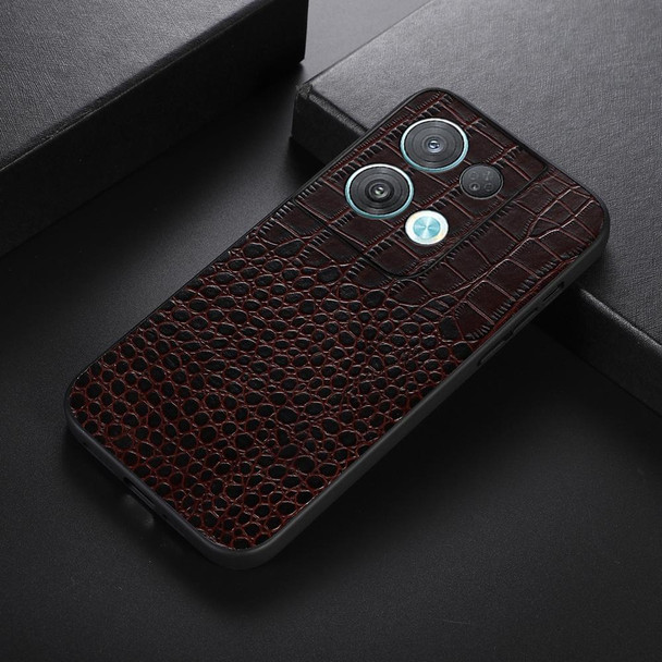 OPPO Reno8 Pro+ 5G China / 8 Pro 5G Foreign Crocodile Top Layer Cowhide Leather Phone Case(Coffee)