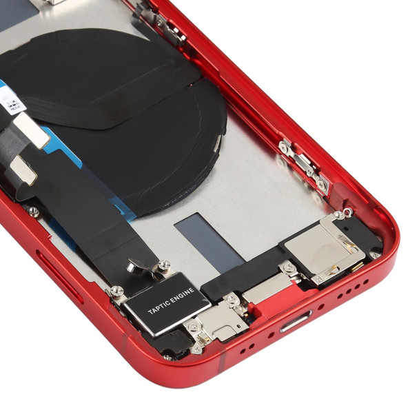 Battery Back Cover Assembly (with Side Keys & Loud Speaker & Motor & Camera Lens & Card Tray & Power Button + Volume Button + Charging Port & Wireless Charging Module) for iPhone 12 Mini(Red)