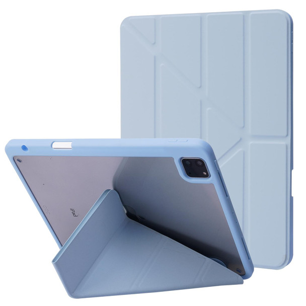 Deformation Transparent Acrylic Leatherette Tablet Case - iPad Pro 12.9 2021 / 2020 / 2018(Light Blue)