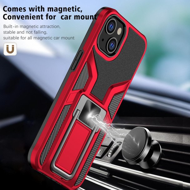 Armor 2 in 1 PC + TPU Magnetic Shockproof Case with Foldable Holder - iPhone 14(Red)