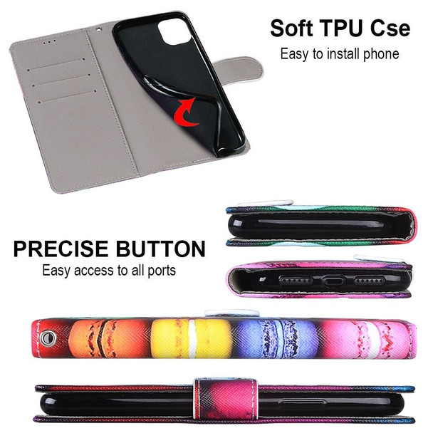 Coloured Drawing Cross Texture Horizontal Flip PU Leatherette Case with Holder & Card Slots & Wallet & Lanyard - iPhone 11 Pro(Colorful Cakes)