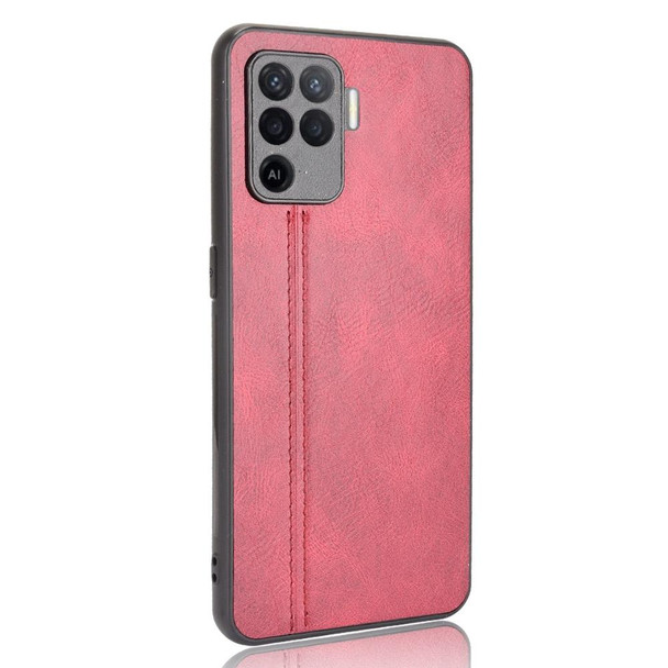 OPPO A94 4G/F19 Pro 4G/Reno 5F Shockproof Sewing Cow Pattern Skin PC + PU + TPU Case(Red)