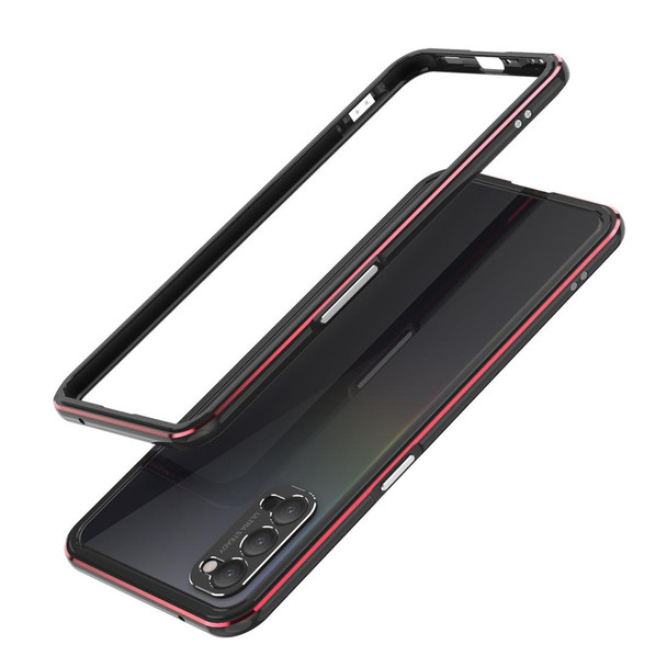 OPPO Reno4 Aluminum Alloy Shockproof Protective Bumper Frame(Black Red)