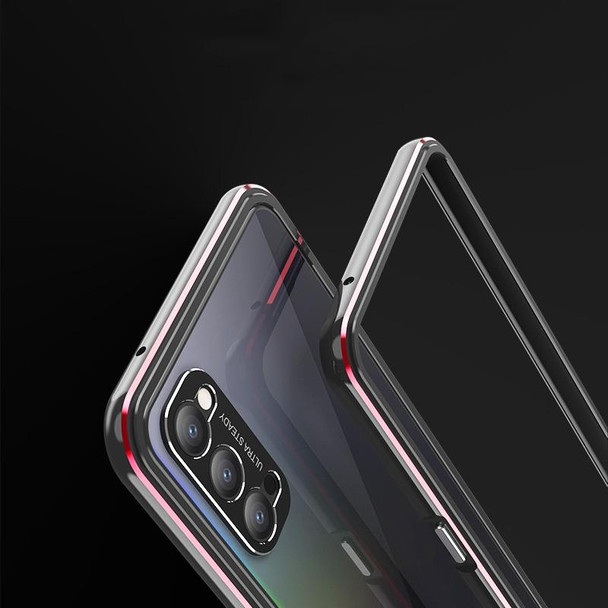 OPPO Reno4 Aluminum Alloy Shockproof Protective Bumper Frame(Black Red)