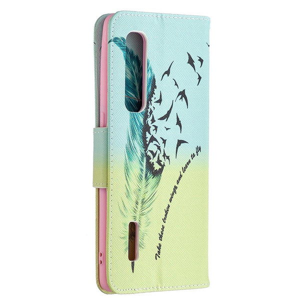 OPPO Find X2 Pro Colored Drawing Pattern Horizontal Flip Leather Case with Holder & Card Slots & Wallet(Feather)