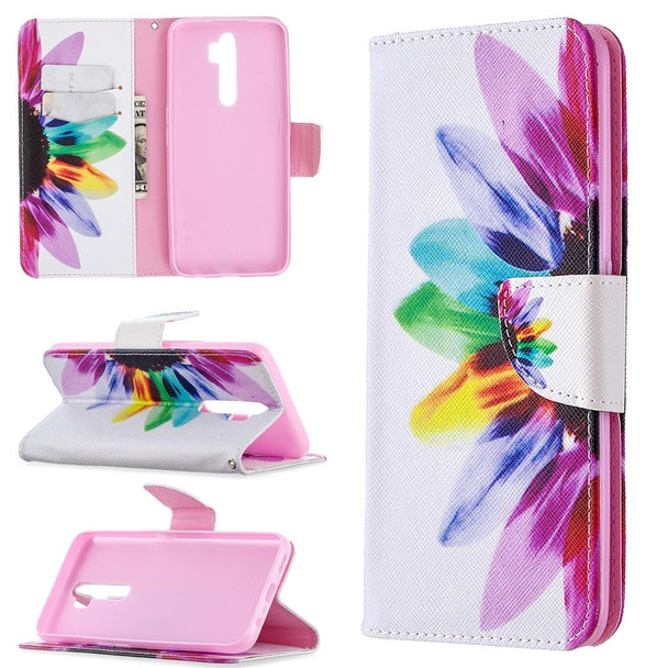 Oppo A5 (2020) / A9 (2020) Colored Drawing Pattern Horizontal Flip Leather Case with Holder & Card Slots & Wallet(Sun Flower)