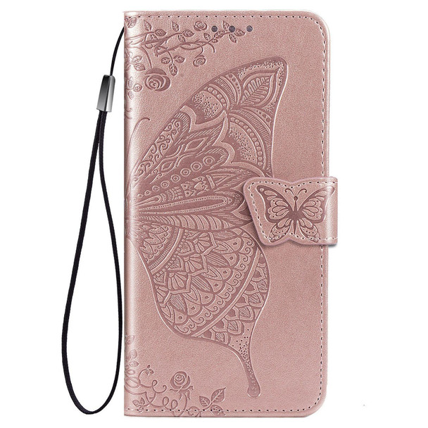 OPPO Realme V3 Butterfly Love Flower Embossed Horizontal Flip Leather Case with Bracket / Card Slot / Wallet / Lanyard(Rose Gold)