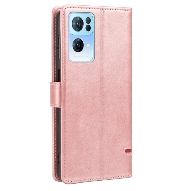 OPPO Reno7 Pro Classic Wallet Flip Leather Phone Case(Pink)