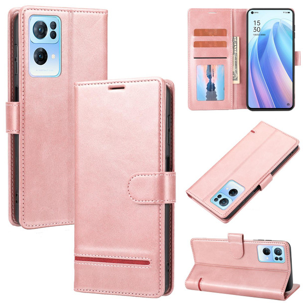 OPPO Reno7 Pro Classic Wallet Flip Leather Phone Case(Pink)
