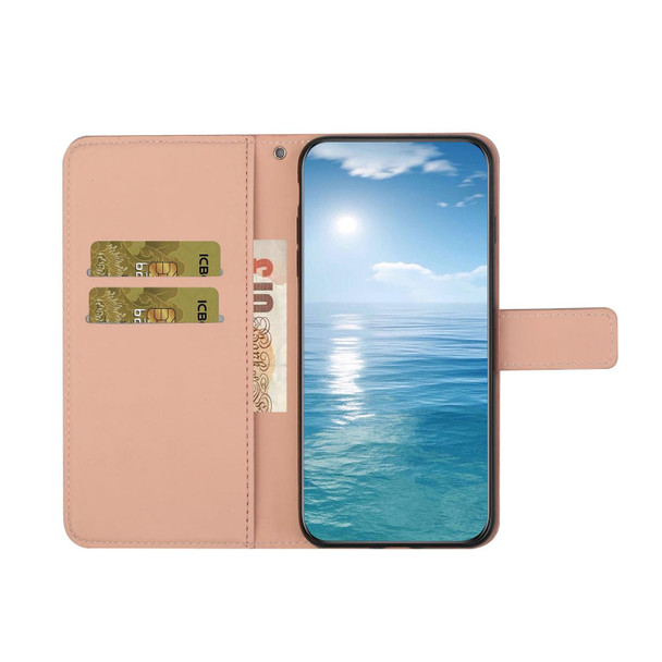 OPPO Reno7 Ethnic Style Embossed Pattern Leather Phone Case(Pink)