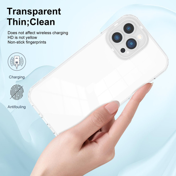 3 in 1 Clear TPU Color PC Frame Phone Case - iPhone 13 Pro(White)
