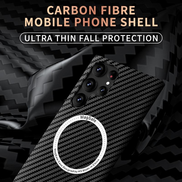Samsung Galaxy S21 5G Carbon Fiber Texture MagSafe Magnetic Phone Case(Black Blue)