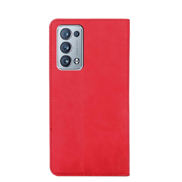 OPPO Reno6 Pro+ 5G Skin Feel Magnetic Horizontal Flip Leather Phone Case(Red)