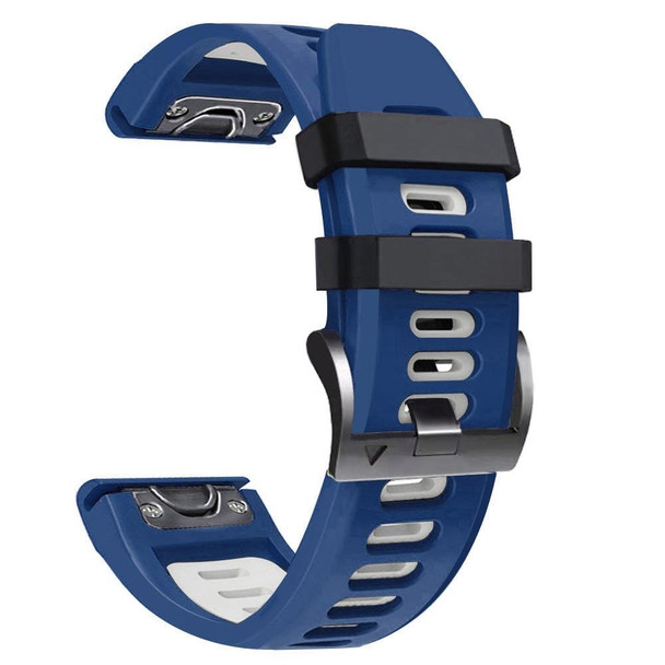 Garmin Fenix 7X Solar 26mm Silicone Sports Two-Color Watch Band(Midnight Blue+White)