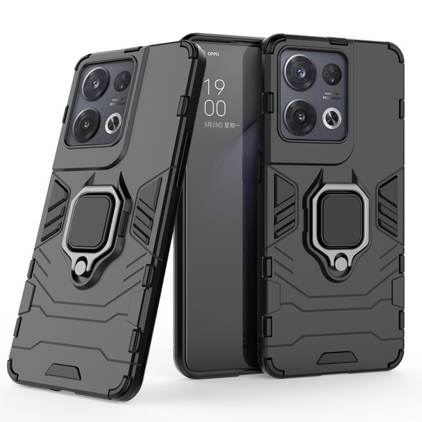 OPPO Reno8 Pro Shockproof PC + TPU Protective Phone Case with Magnetic Ring Holder(Black)