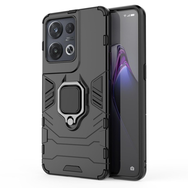 OPPO Reno8 Pro Shockproof PC + TPU Protective Phone Case with Magnetic Ring Holder(Black)