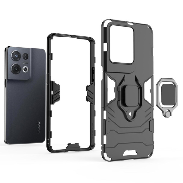 OPPO Reno8 Pro Shockproof PC + TPU Protective Phone Case with Magnetic Ring Holder(Black)