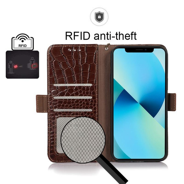 OPPO Reno8 Pro+ 5G China / 8 Pro 5G Foreign Crocodile Top Layer Cowhide Leather Phone Case(Brown)