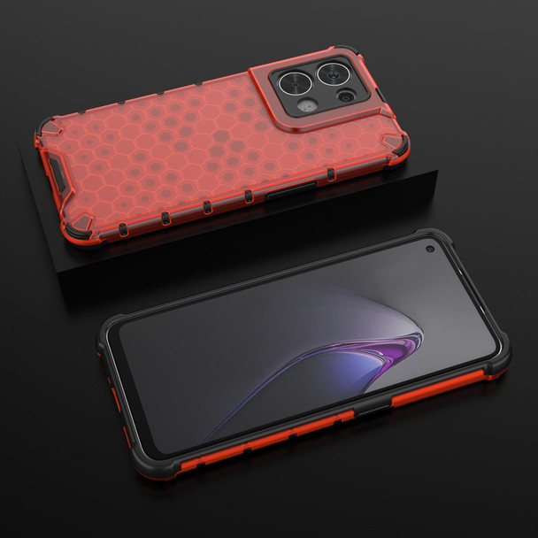 OPPO Reno8 Shockproof Honeycomb PC + TPU Phone Case(Red)