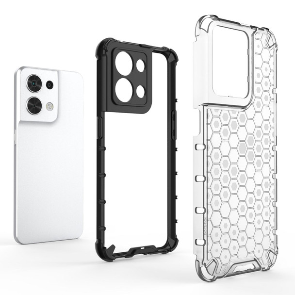 OPPO Reno8 Shockproof Honeycomb PC + TPU Phone Case(Red)