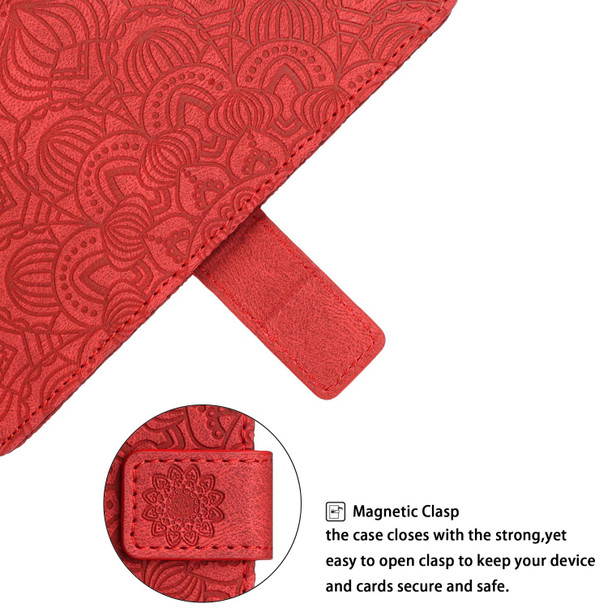 OPPO Reno7 5G Mandala Embossed Flip Leather Phone Case(Red)