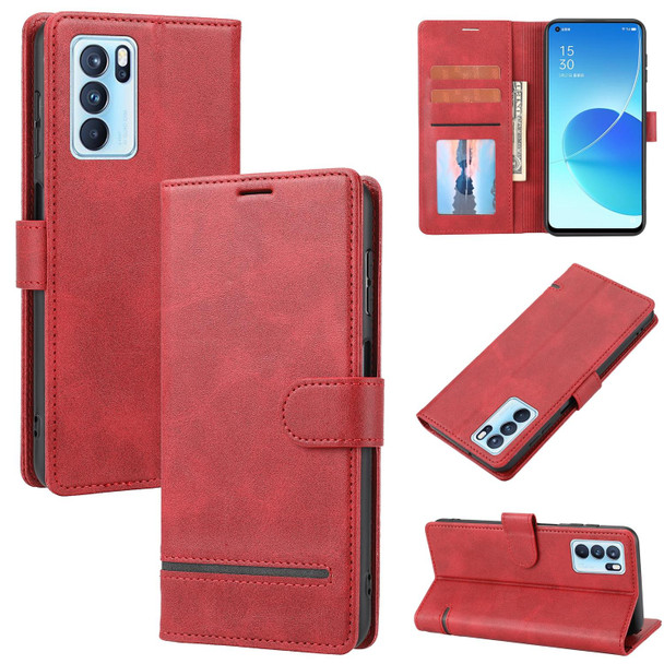 OPPO Reno6 Pro Classic Wallet Flip Leather Phone Case(Red)