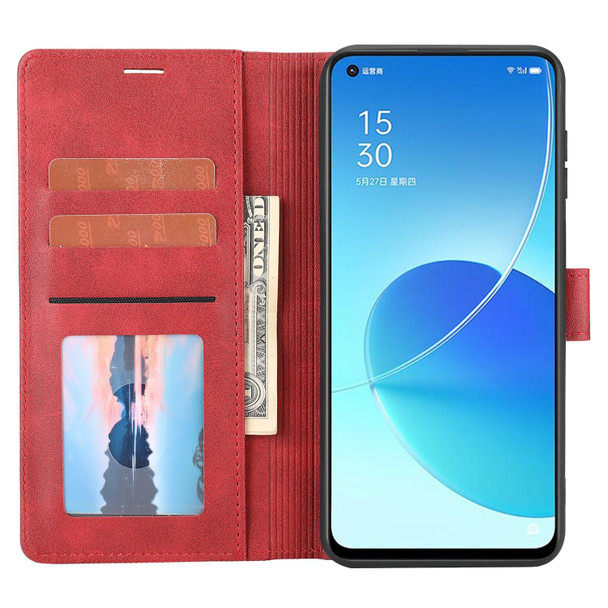 OPPO Reno6 5G Classic Wallet Flip Leather Phone Case(Red)