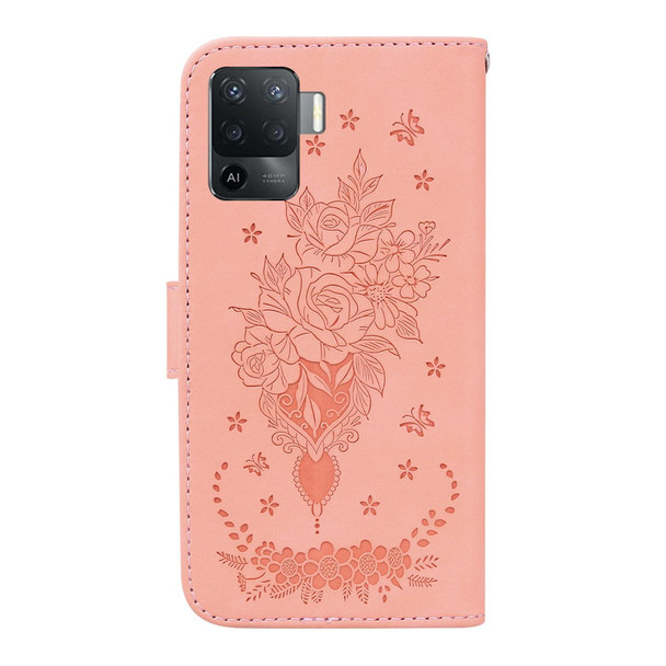 OPPO A94 4G / F19 Pro / Reno5 F Butterfly Rose Embossed Leather Phone Case(Pink)