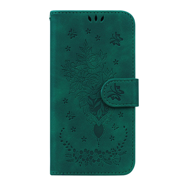 OPPO Reno6 Pro 5G Butterfly Rose Embossed Leather Phone Case(Green)