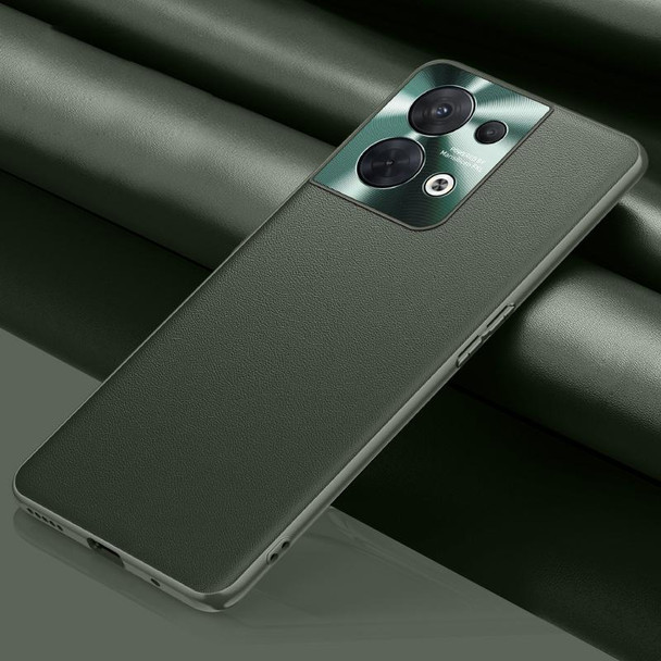 OPPO Reno8 Plain Skin Leather Phone Case(Green)