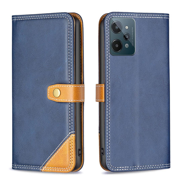 OPPO Realme C31 Color Matching Double Sewing Thread Leather Phone Case(Blue)