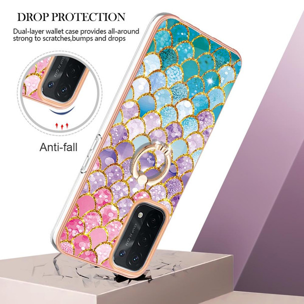 OPPO A74 5G / A93 5G Electroplating IMD TPU Phone Case with Ring(Colorful Scales)