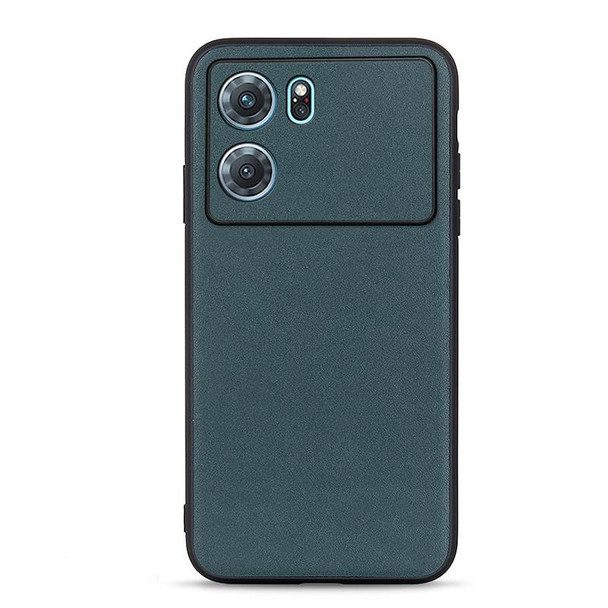 OPPO K10 5G Accurate Hole Lambskin Texture Genuine Leather Phone Case(Green)