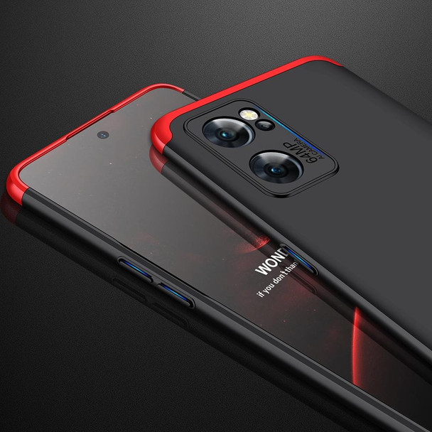 OPPO Reno7 Global GKK Three Stage Splicing Full Coverage PC Case(Black Red)